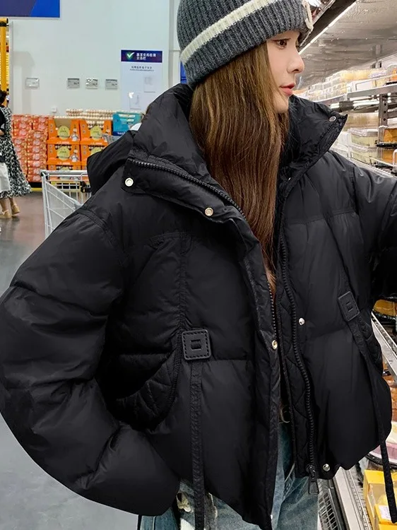 

Зимняя повседневная коричневая утепленная куртка-пуховик для женщин, с воротником-стойкой, повседневная, с длинными рукавами, на молнии