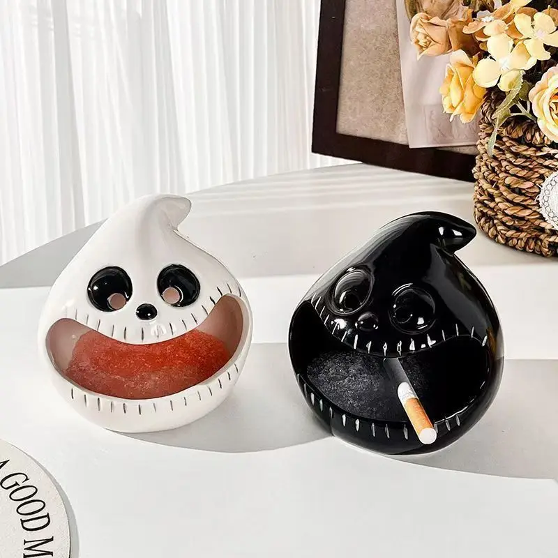European Cute Candlestick Ornaments Flower Pot Vase Halloween Table Decoration Plant Vase Accessories Ceramic Ghost Candlestick