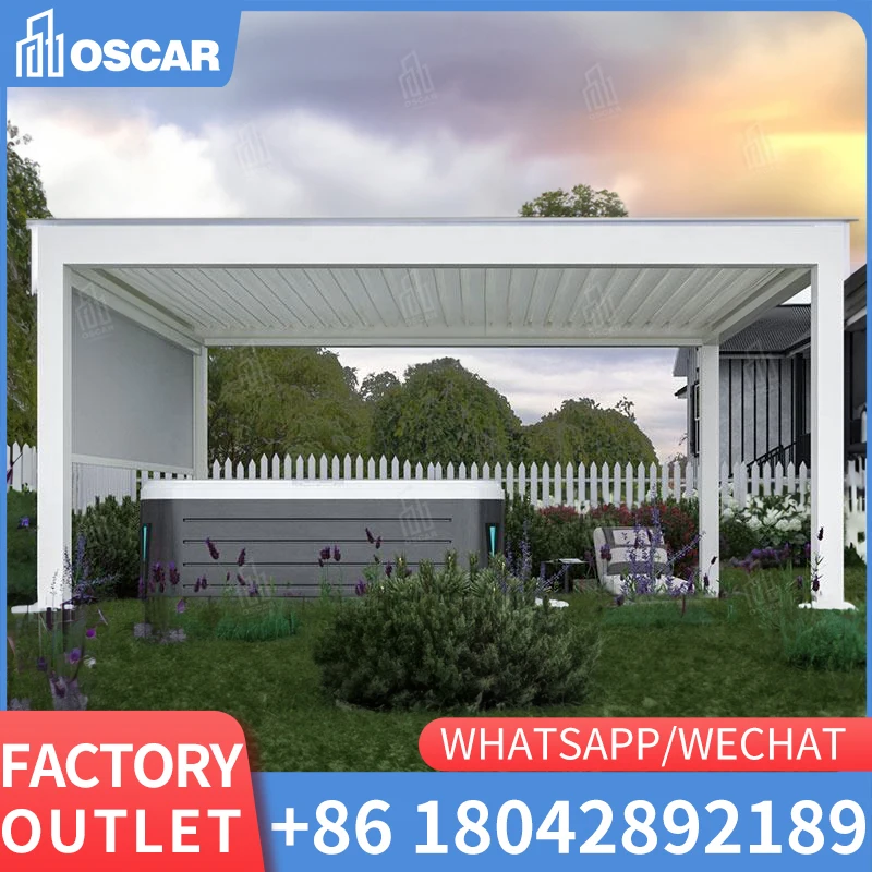 

Garden Automatic Pergola Motorized Waterproof Outdoor Aluminium Pergola Cover System Aluminium Louvre Roof Bioclimatic Pergola