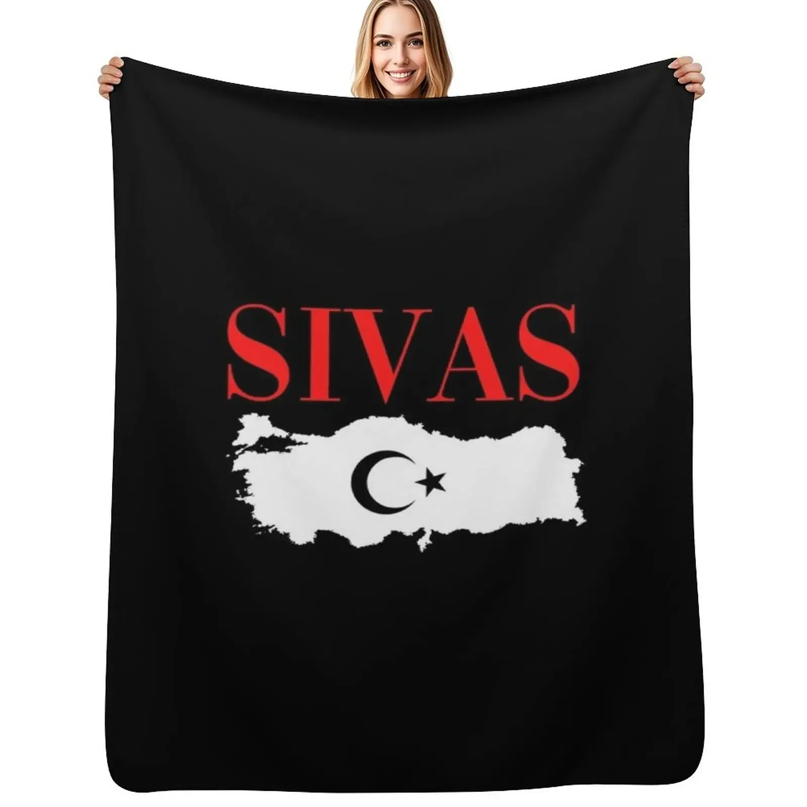 

Sivas Turkey map Sivas 58 gift for men Throw Blanket Furrys Soft Big Luxury Designer wednesday Blanket