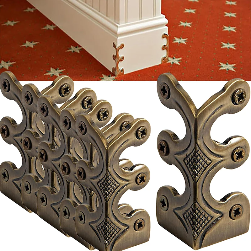 5pcs Vintage Base Board Corner Protectors Brass Skirting For Jewelry Wooden Box Antique Furniture Decorative Corner Guard