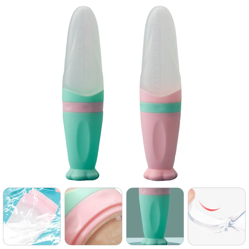 2pcs Silicone Squeeze Feeder Spoon for Infant Cereal, Rice Paste & Baby Food – Leak-Proof, BPA-Free, Easy to Clean