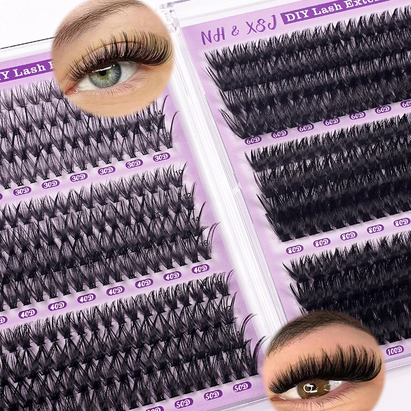 Eyelash Cluster Kit Large Capacity 30D40D50D60D80D100D Fluffy and Wise Personal Eyelash Natural DIY Cluster Eyelash Extension