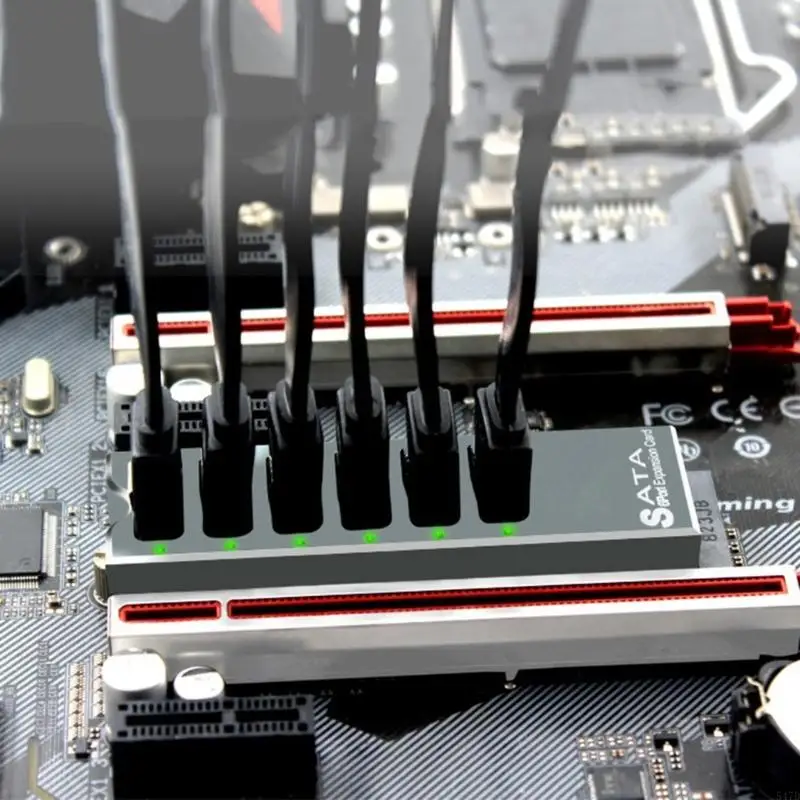 

PCIe3.0 SATA6G Adapter Expansion Card for 6 Drive Easy Installation in PC Wide Compatibility
