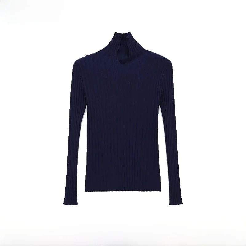 

Faionable Women's Knitted Ribbed irt ZR Sle Autumn Winter New Arrival Versatile Polyester Fiber Long Sve High C...