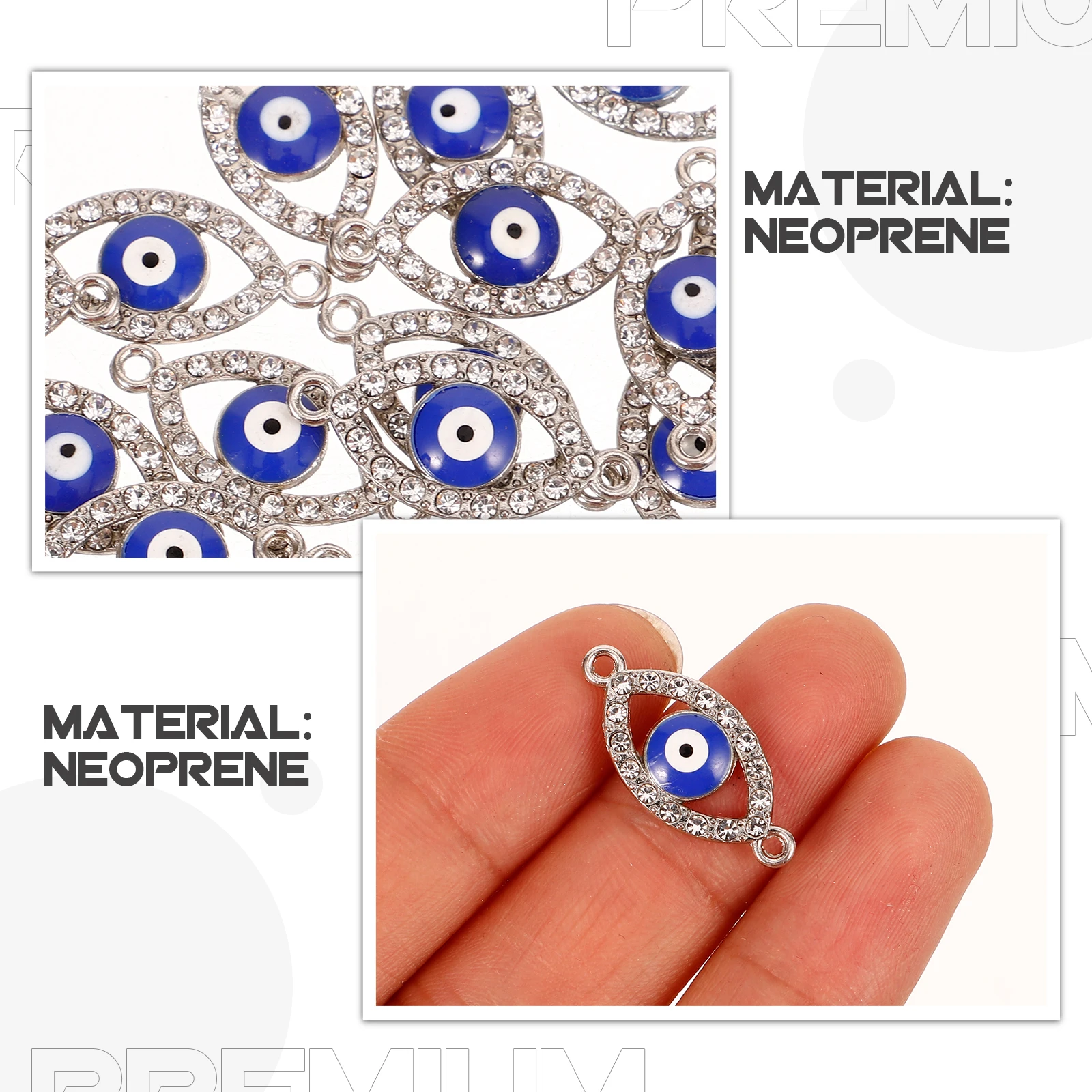 

20Pcs Evil Eye Double Hole Charms Pendant Connector Necklace Jewelry Making Supplies