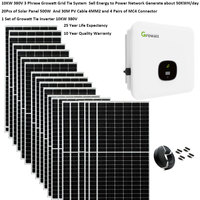 Solar Panel Kit Complete For Home 10000 w 380V 3 Phrase On Grid System Growatt Grid Tie Inverter 10KW 2 MPPT PV Panel 600W Villa