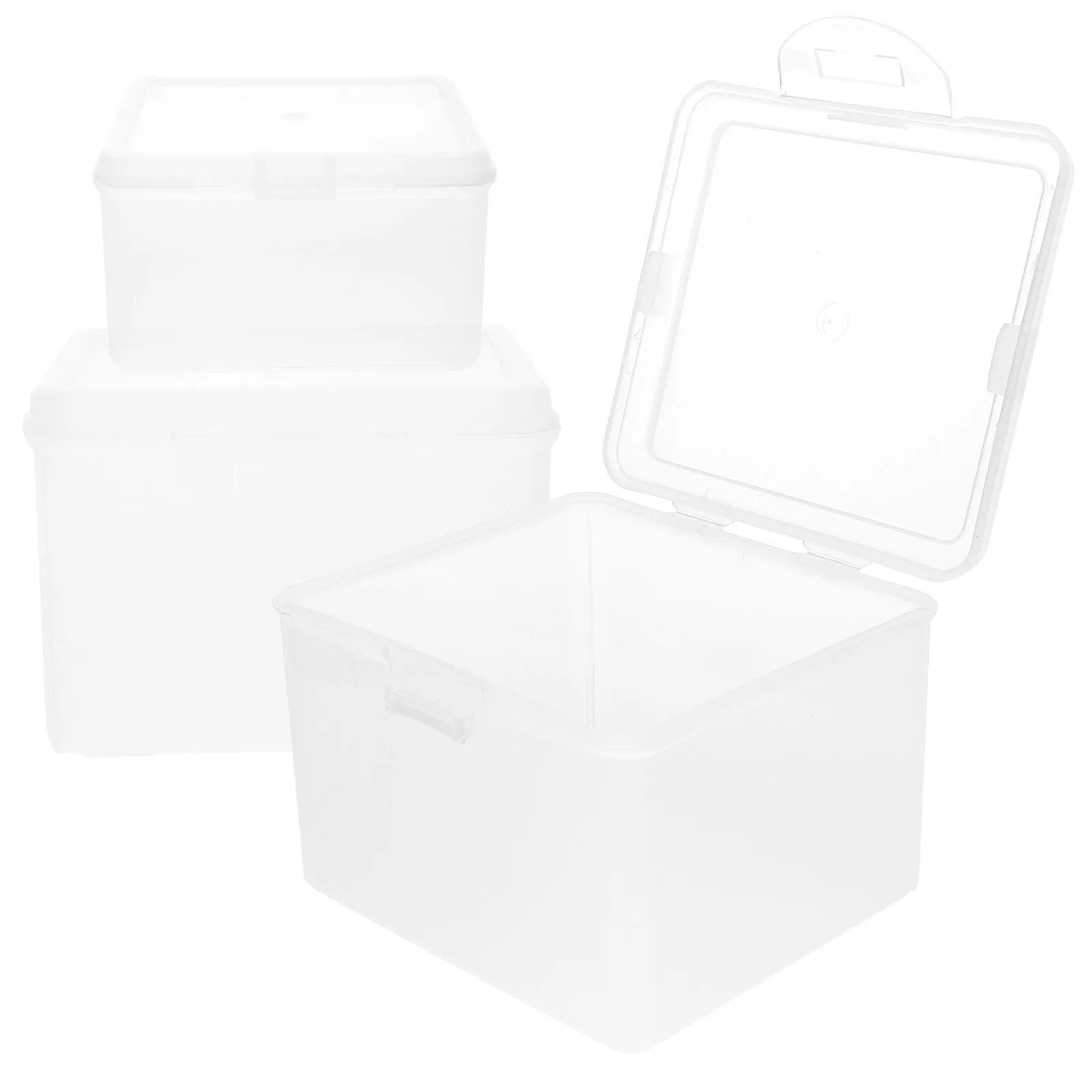 3pcs Transparent Scrapbook Paper Organizer Box – Clear Plastic Storage Case for Craft Paper, Stickers & Cards