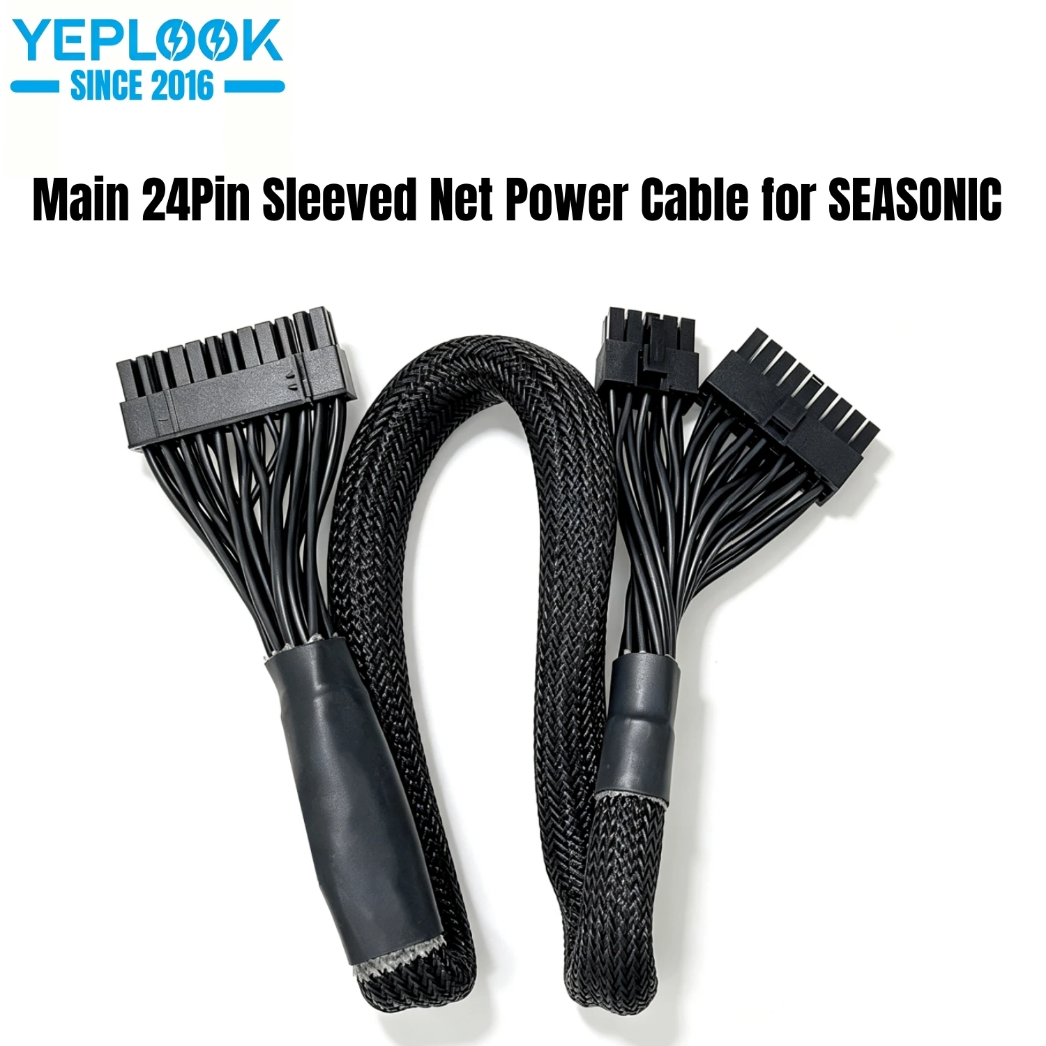 18+10-Pin to 24Pin ATX Sleeved Net 60CM Main Motherboard Power Cable for Seasonic CORE GX-500W, GX-550W, GX-650W Modular Powers