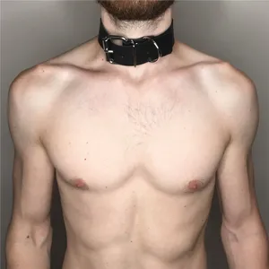 Harajuku japonés Punk Punk Bdsm Collar Cabro Corturas Corneos de cuero para hombres Arnés de cuero fetiche sexual gay erótico 12 Mejor collar de ventas SM - №11