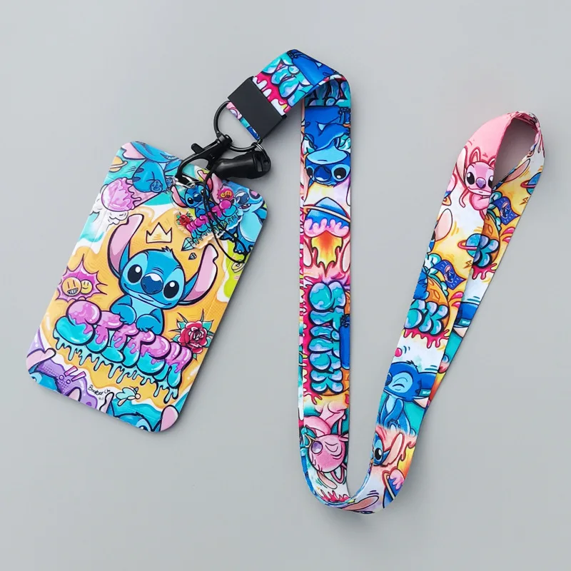 Cute Stitch Credential Holder Lanyard for Key ID Card Gym Cell Phone Straps USB Badge Holder DIY Hang Rope Key rings Accessories