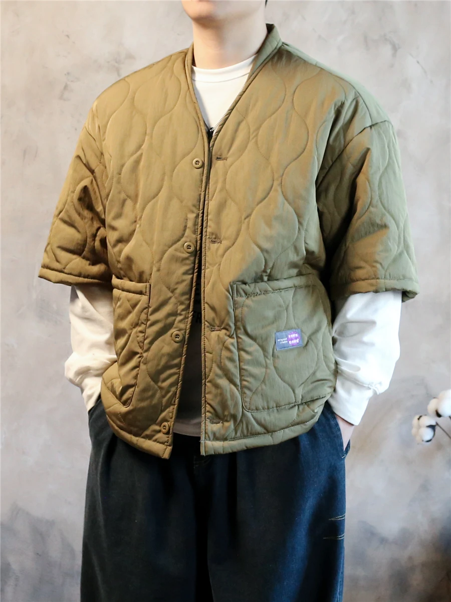 

Loose Lightweight ort Sve Quilted Cotton Jaet ex Spring Warmth Youth Faion No Collar f Sve Cotton Coat