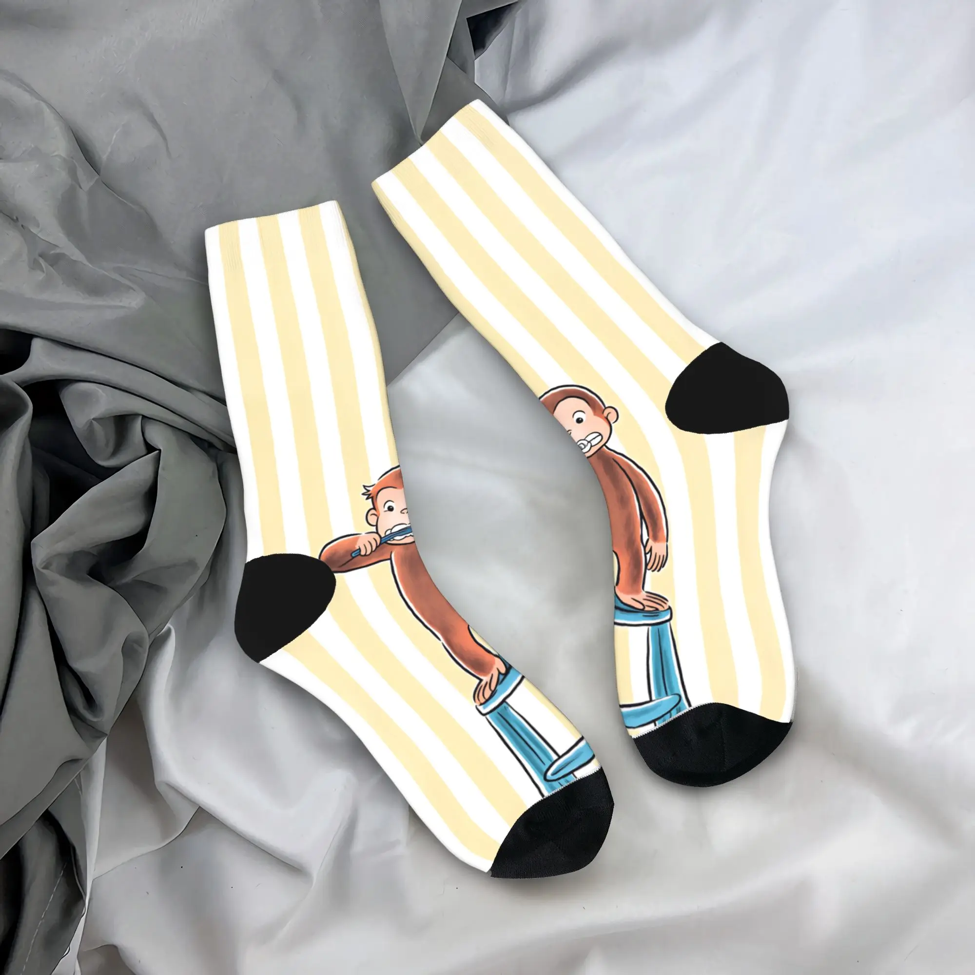 Men Socks The Curious Monkey  Stockings Winter Elegant Soft Socks Design Running Sports Anti Bacterial Socks