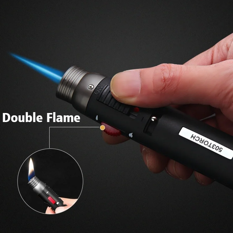 

Butane Inflatable Lighter Double Fires Welding Gun Cigar Igniters Windproof Open Flame Cigarettes Lighters & Smoking Accessories