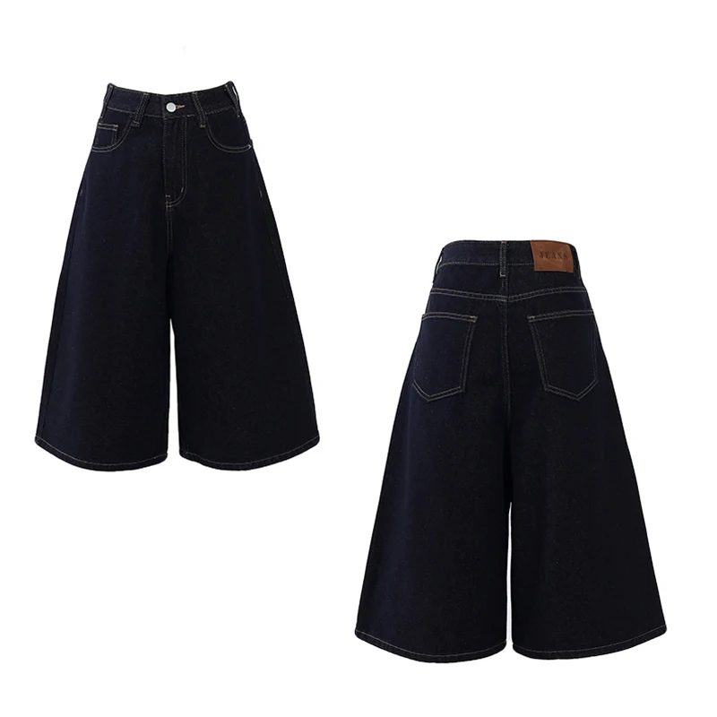 Y2k Style Loose Denim Shorts Women Summer High Waisted Wash Cropped Baggy Jeans Wide Leg Short Pants