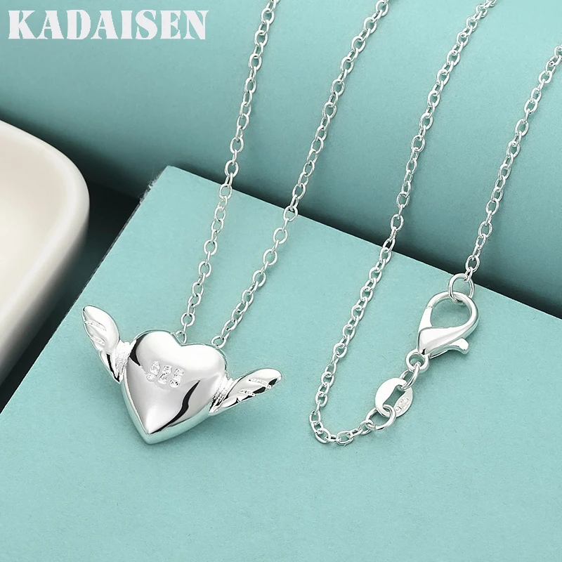 

925 Sterling Silver Cupid Heart 16/18/20/22/24/26/28/30 Inch Pendant Necklace For Women Wedding Party Fashion Jewelry