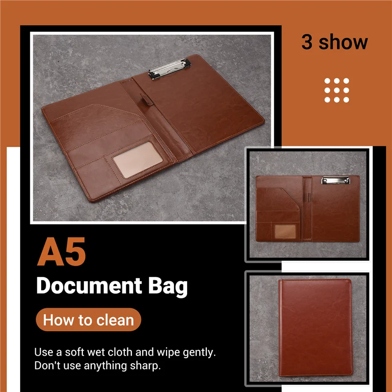 

VO-A5 Document Bag File Folder Clipboard Business Office Financial School Supplies