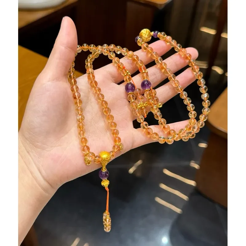 Natural Citrine 108 Buddha Beads Original Citrine Bracelet