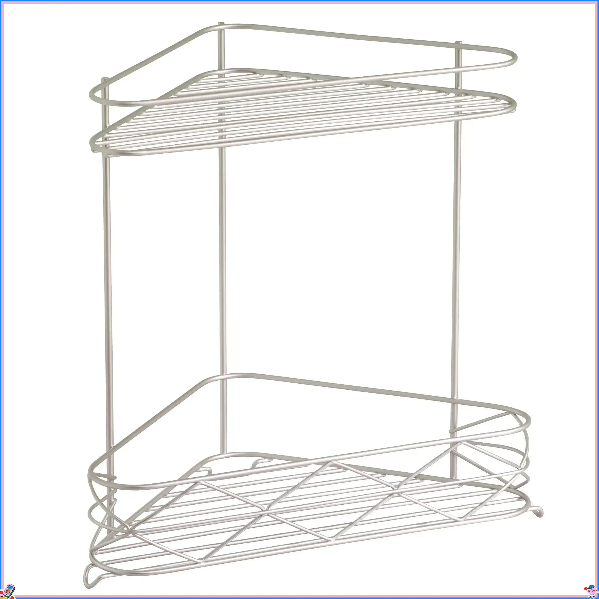 

(2 pack) Steel Corner Bathtub Shower Storage Shelf, 10.75" x 6.5" x 10.6", Satin