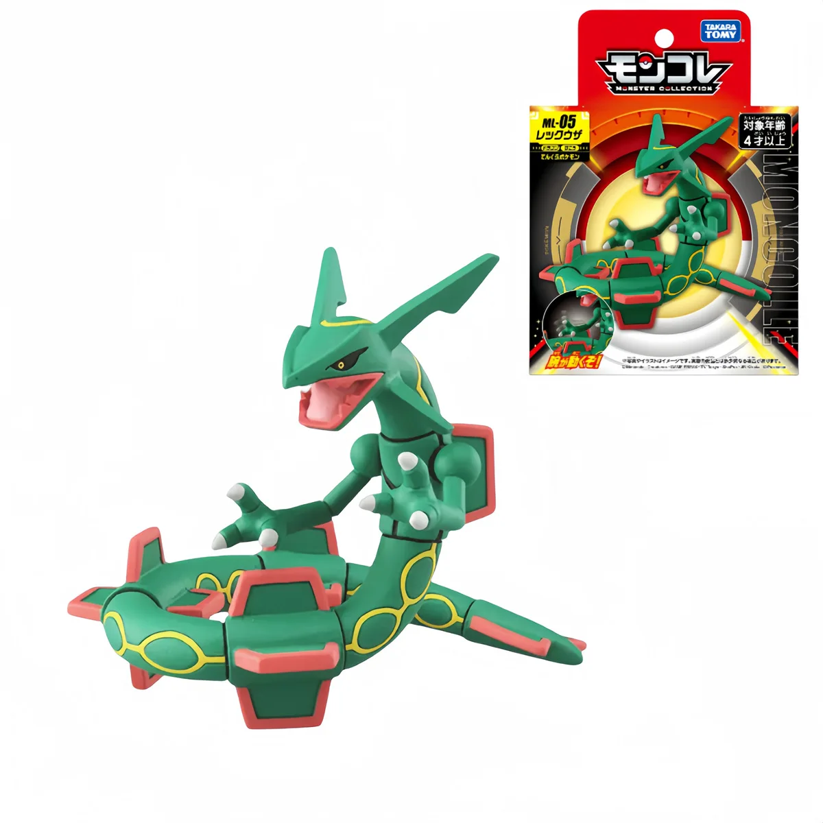 TAKARA TOMY Original Pokemon Figures Toy Mega Rayquaza Eternatus PVC Statue Doll Green Flying Dragon Genuine Version Model Gift