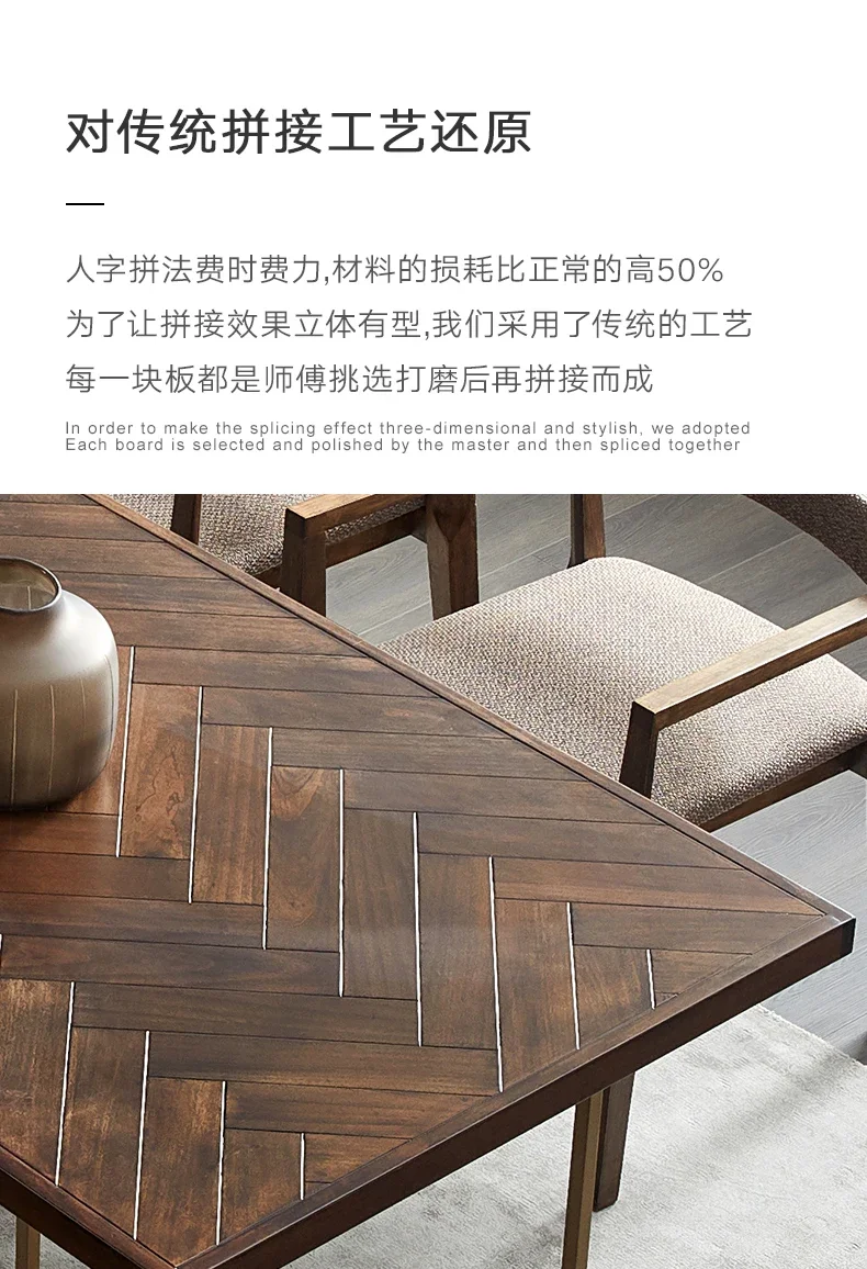 Living Room Small Apartment Dining Tables and Chairs Set Light Luxury Home Nordic Solid Wood Square Dining Table