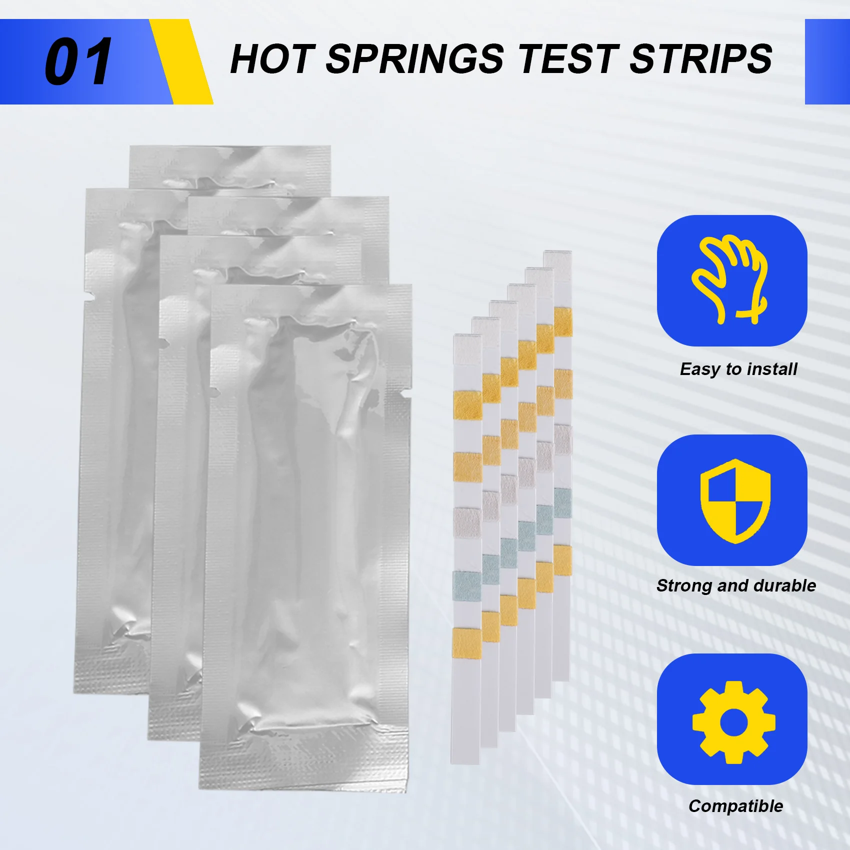 B62B 50Pcs 6-In-1 Swimming Pool PH Test Paper Residual Chlorine Alkalinity Hardness Test Strip for Hot Tub Spa