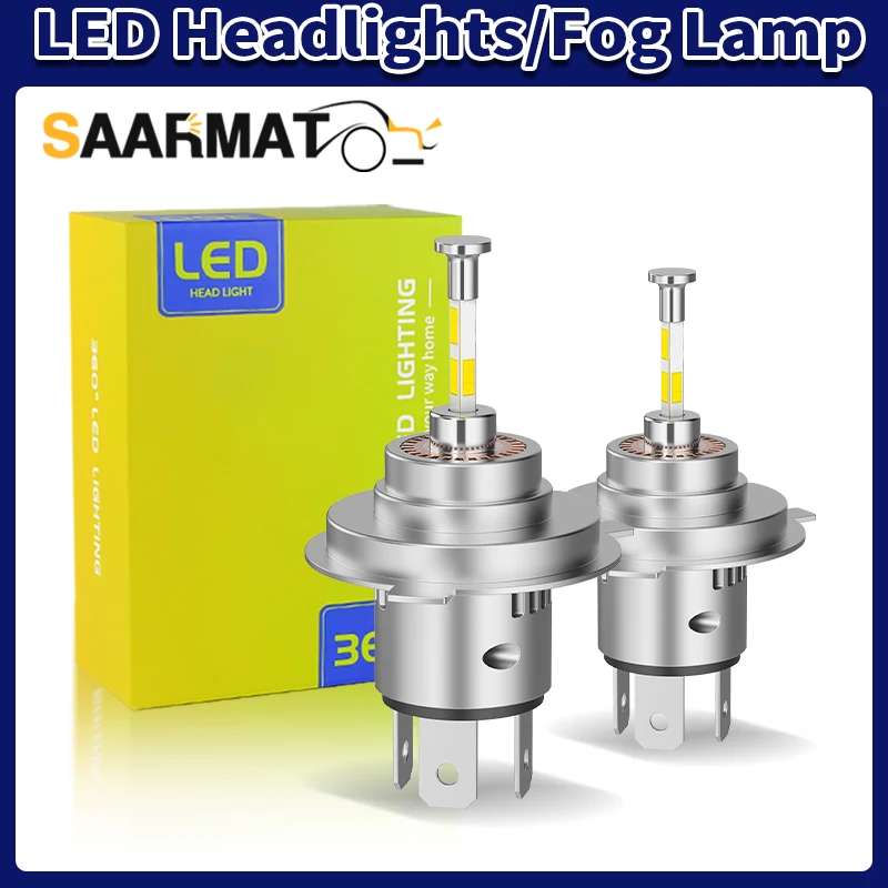 

1/2PCS No Error 360 4-Sided H7 Led Canbus Car Headlights Bulb H4 HB2 9003 Automotive Fog Lights Turbo Mini HeadLamp White 6000K