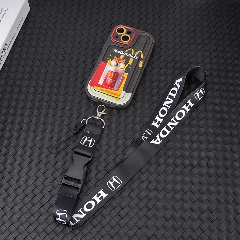 Lanyard Nylon Printing Emblem Style Black White Red Blue Keychain For Honda Mugen Jazz Insight Freed Fit CRV Civic Accord City - view 3