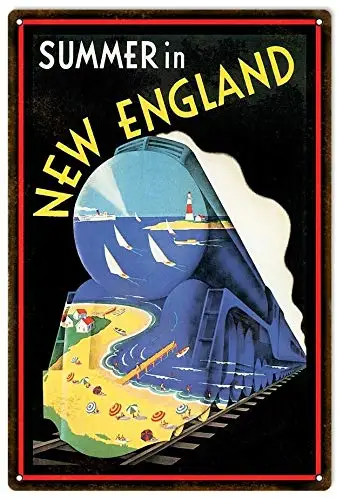 Sommer in New England Eisenbahn Metall Blechschilder Wanddekoration Küche