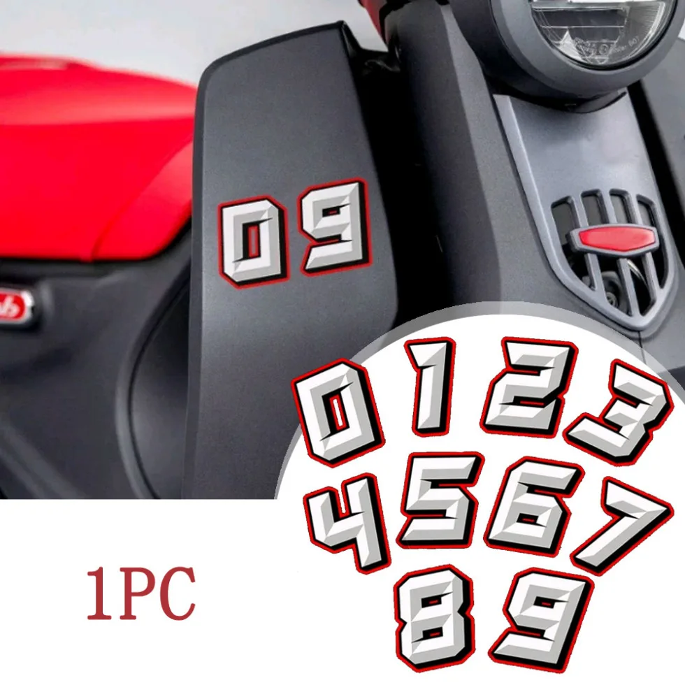 

1pc Car Motorcycle Accessories Racing Helmet Styling Decoration Numbers Sticker 0 To 9 Creative Fashion Arabic Number Decals