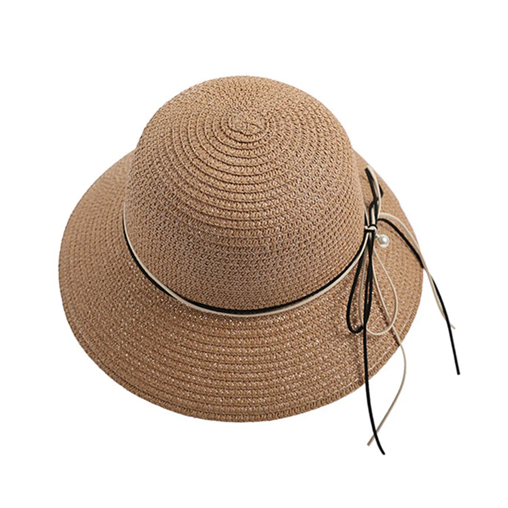 

Brim Straw Beach Hat for Hiking Fishing Travel Outdoor Activities Sunscreen Bucket Hat Lightweight Breathable