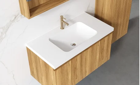 مجموعة خزانة حمام خشبية صلبة عائلية حديثة مثبتة على الحائط تبيع فاخرة لتخزين الحوض المزدوج مع مرآة ذكية #5