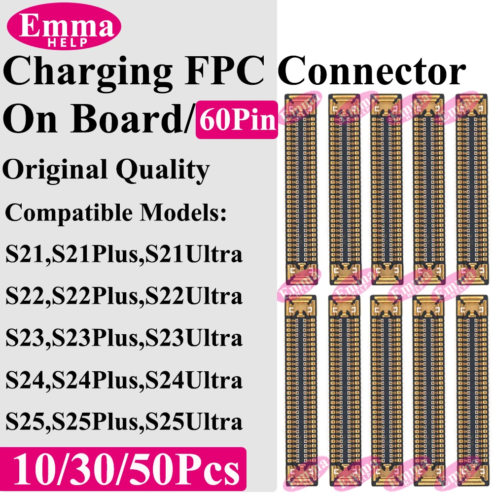 10Pcs/50PCS Original USB Charger FPC Connector For Samsung S25 S24 S22 S23 Ultra S21 Plus Dock Port Plug