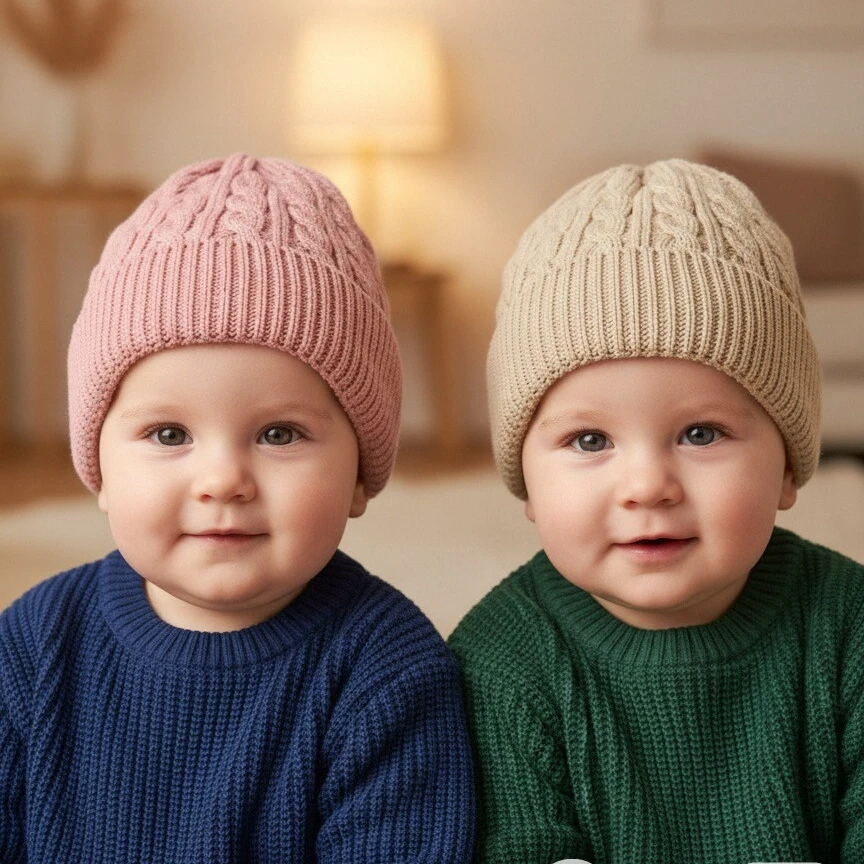 

2pcs 2-24M Kids Knitted winter Hat Autumn Winter Baby Beanie Hats Warm Children Cap for Girls Boys Accessories