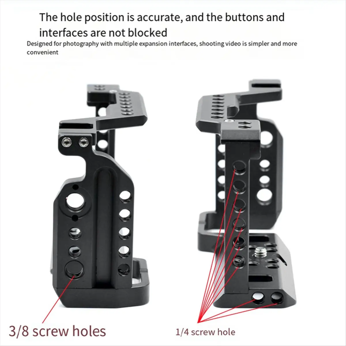 โครงกล้องอลูมิเนียมอัลลอยด์พร้อมขาตั้ง Cold Shoe สำหรับกล้อง A6000/A6300/A6400/A6500 สีดำ-BCBW