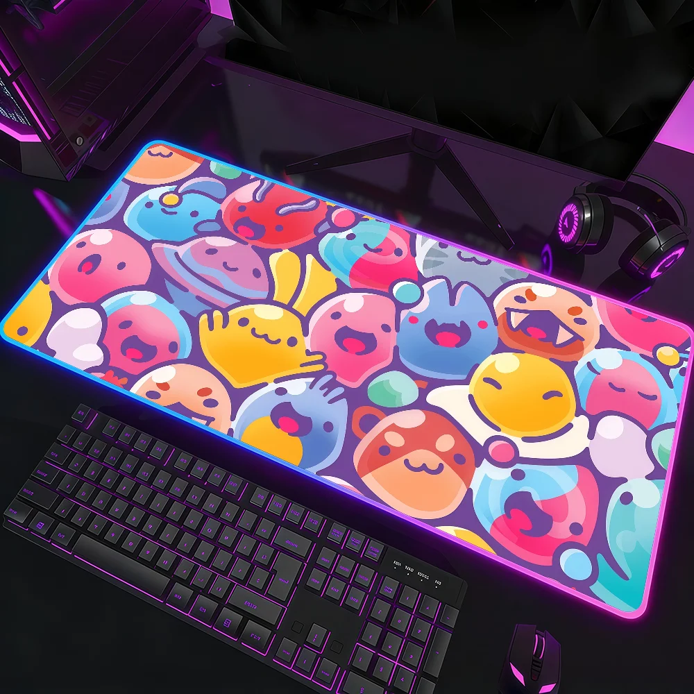 

Game Slime R-Rancher Mouse Pad Waterproof RGB LED Light Colorful Game Keyboard Non-slip Cover Desk-mat Surface
