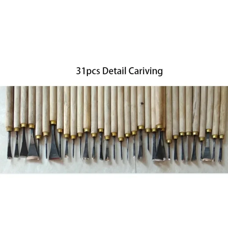 Hand Wood Carving Tools Chip 31pcs Detail Chisel + 31pcs General Chisel, Made And Ground  By Hand