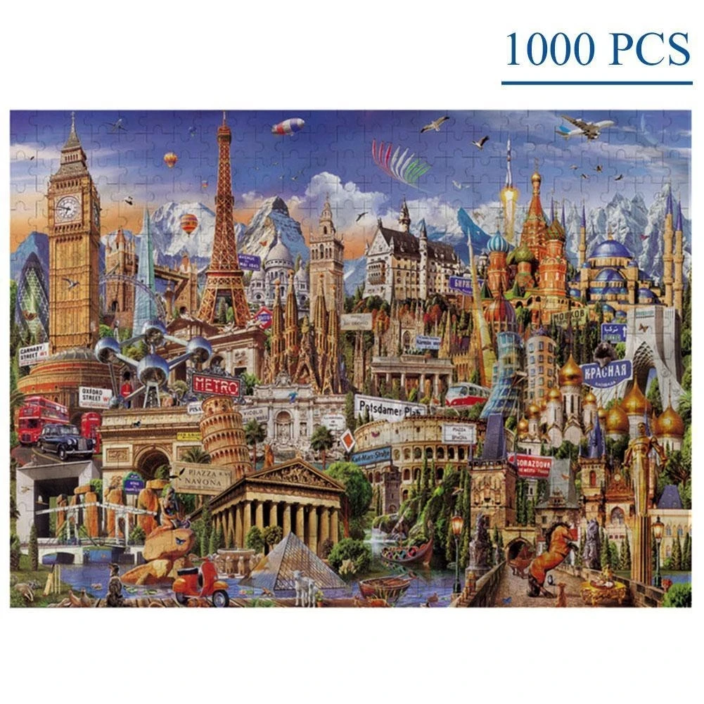 1000pcs 70cm*50cm Puzzles For Adults Beautiful Landscape Puzzle Children Theme Puzzle Adult Gift Jig For Kid Toy Holiday Gift