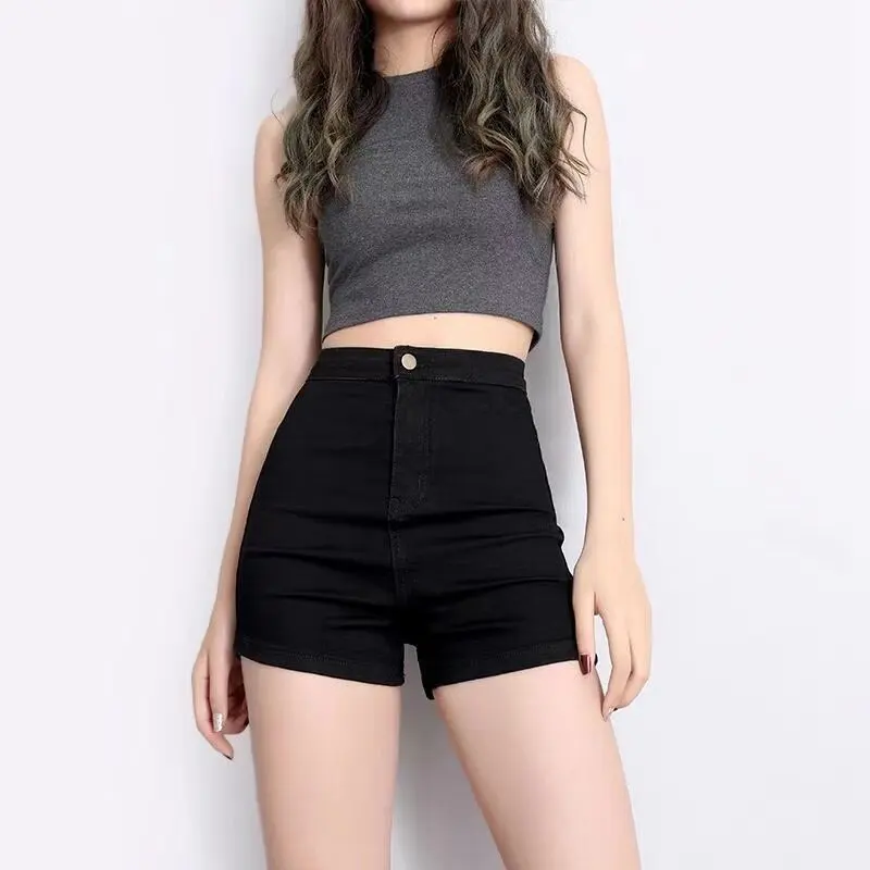 1/3 Black High Waist Denim Shorts Women Summer 2024 New Korean Fashion Loose Jeans Sexy Wide-leg Pants Stylish Denim Short