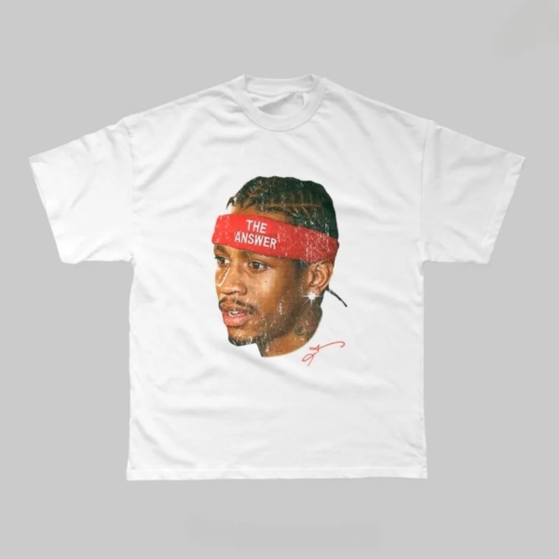 Camiseta de Algodão Iverson Image para Basquete, Lançamento Verão 2026, Tamanhos Grandes Adulto e Infantil, Moda Casual Esportiva