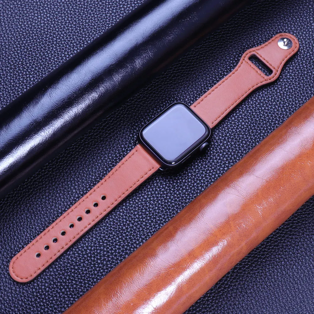 Leather band For Apple watch band 45mm Ultra 2 49mm 44mm 40mm 38mm 41mm 42mm wrist bracelet strap iWatch series 9 8 7 3 4 5 6 se