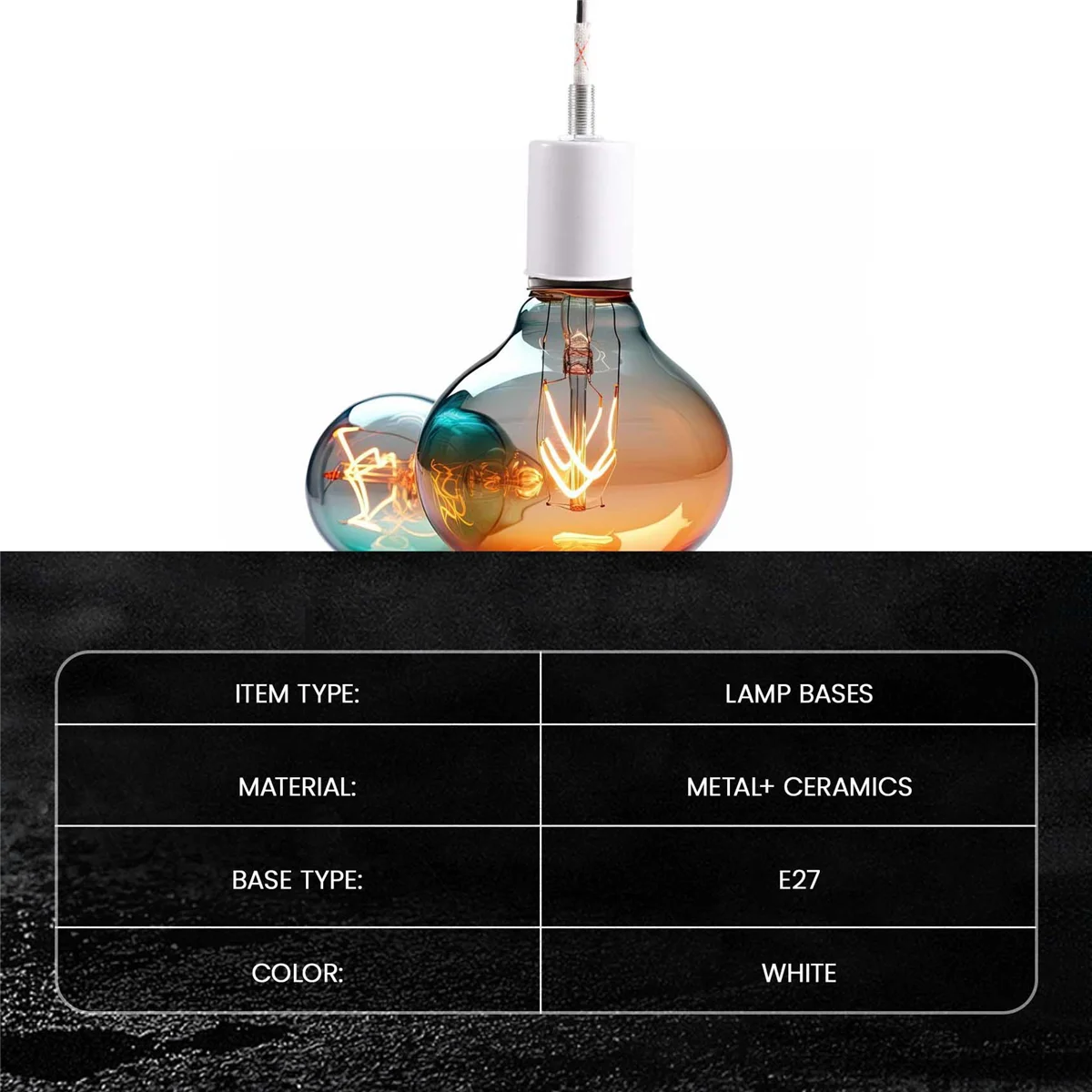 E27 Keramik Schraubsockel Runde LED Glühbirne Lampenfassung Halter Adapter Metall Lampenfassung mit Draht weiß