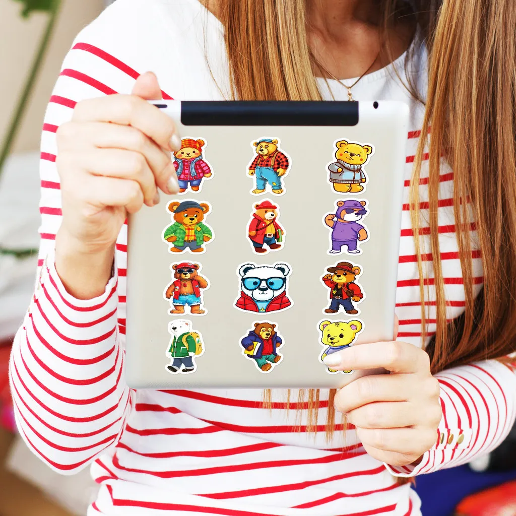 50 قطعة الكرتون لطيف مرسومة باليد الوقواق الدببة الكتابة على الجدران ملصقات للدراجات مقلمة الشارات BulingBuling ملصقات مخزن