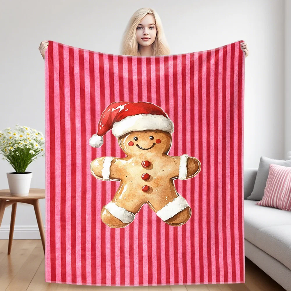Gingerbread Man Flannel Blankets Are Suitable For Sofas, Men's Room Decorations, Thick And Warm Gifts For Teenagers