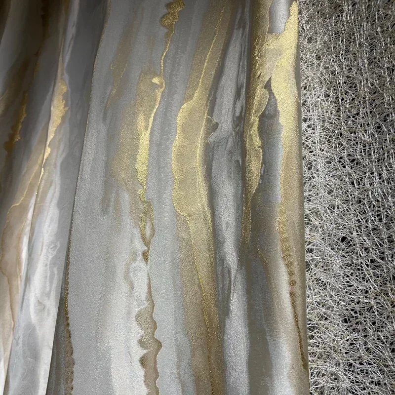 Gold Wire Marble Texture Jacquard High Precision Thickening Window Curtains for Living Room Bedroom Dining Partition Door Decor