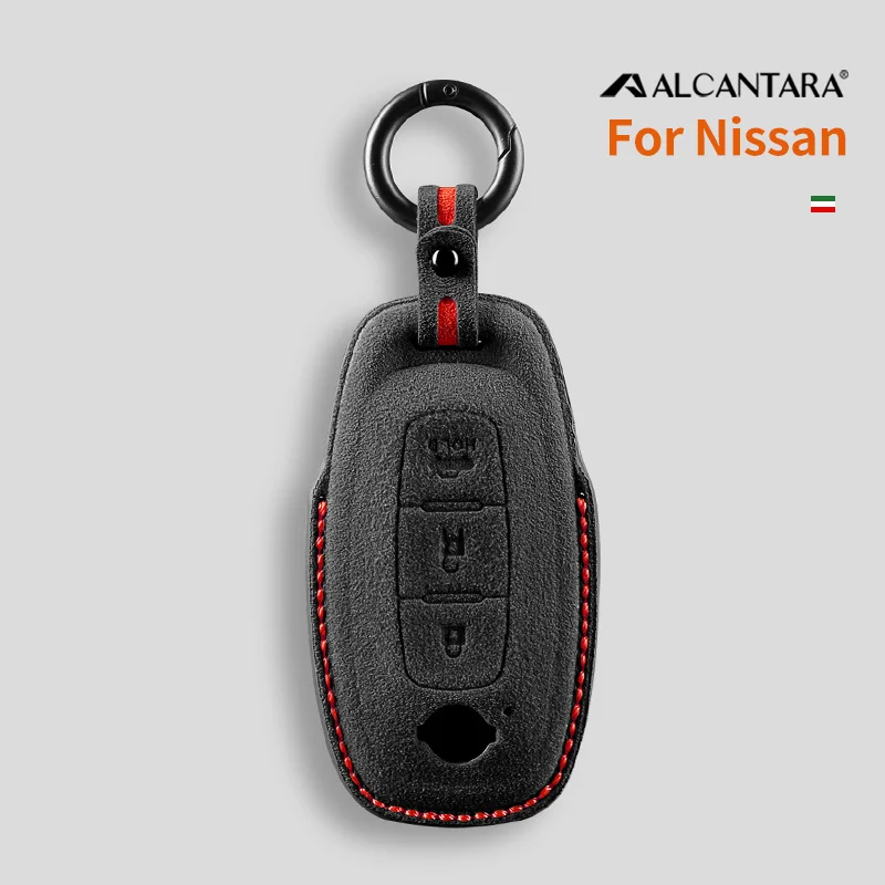 

Car Key Case Cover Alcantara Suede For 2022-2023 Nissan Bluebird Sylphy Ariya Teana Altima 3 Buttons Keychain Accessories