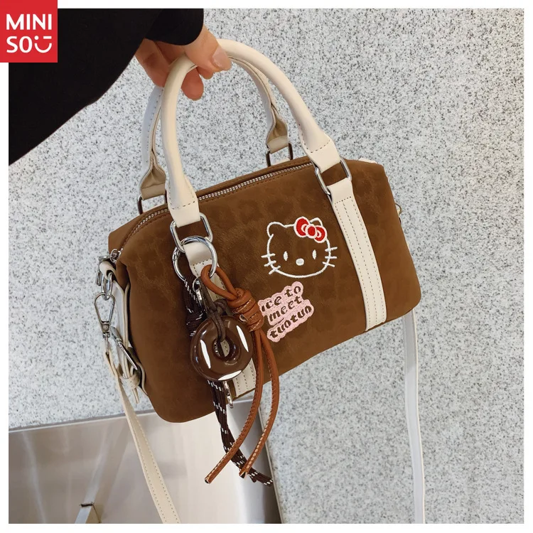 Miniso Hello Kitty Handbag 2025 New, Cute Cartoon Retro Pillow Bag, Crossbody Shoulder Purse