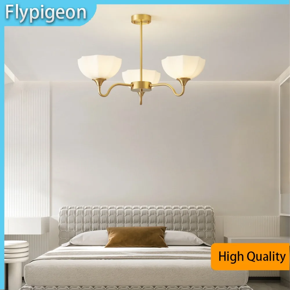 

Light Luxury Cream Style Chandelier Brass LED Pendant Light for Living Room Dining Room Attic Lobby Lighting Decor Ceiling Lamp