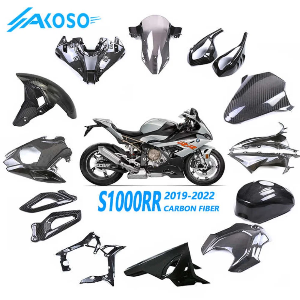 Full Pure 3K Dry Carbon Fiber Motorcycle Fairings AKOSO 윙렛 accesorios para Modification For BMW S1000RR 2019 2020 2021 2022