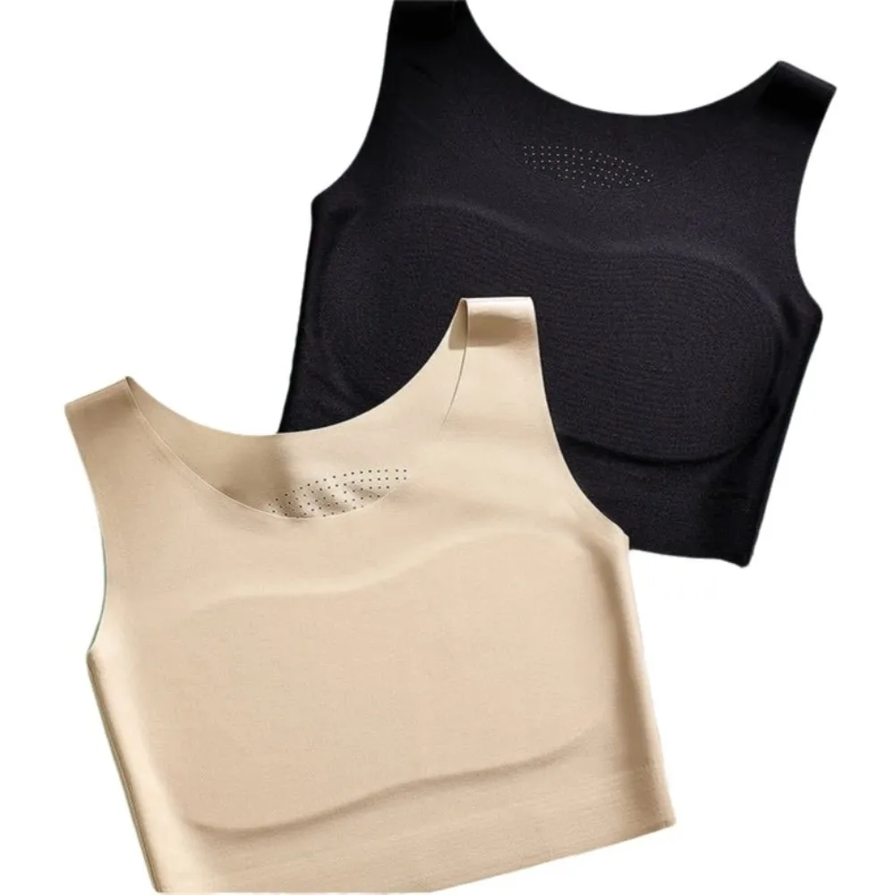 S/M/L/XL/XXL/XXXL/XXXXL Sous-vêtements en matière de soie glacée, design col en U, soutien-gorge invisible sans couture, coupe amincissante